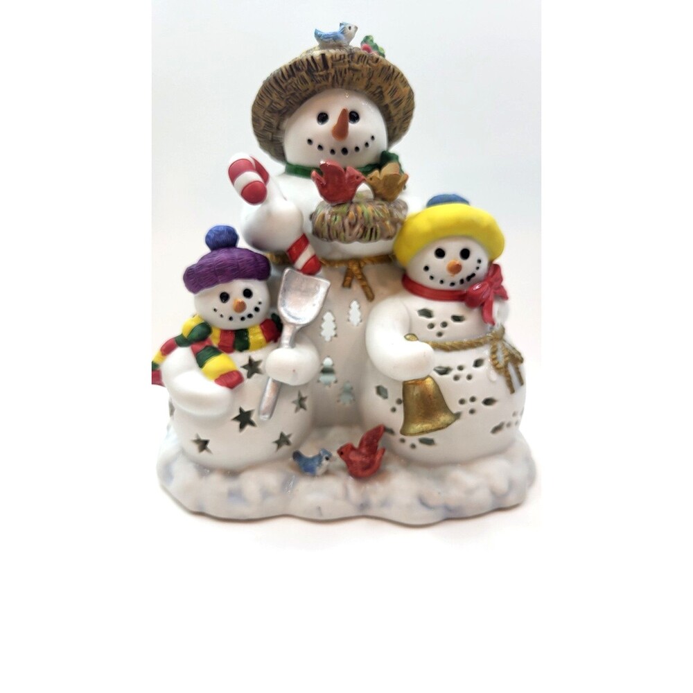 Partylite Snowbell Snowmen Family Tealight Candle Holder Porcelain P7702 Retired